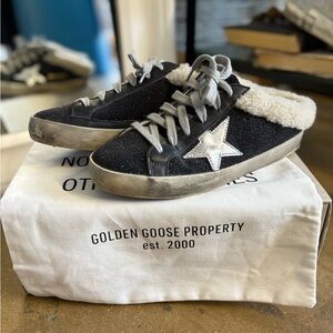 Golden Goose Cream Shearling Lined Sneakers